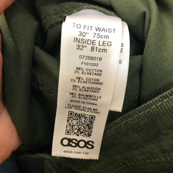 NWT ASOS Denim Green Corduroy Pants Size 30/32 - Picture 5 of 9